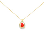 Load image into Gallery viewer, Yellow Gold Chain Necklace with Pear CZ Pendant