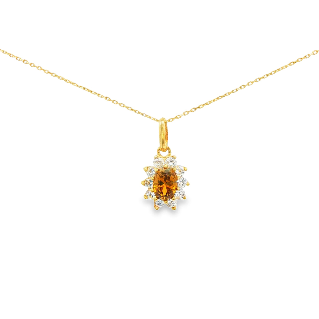 Yellow Gold Charm Necklace with Yellow CZ