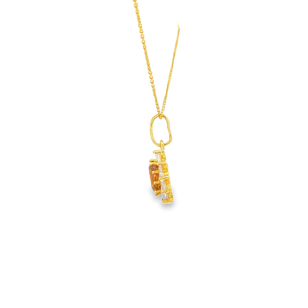 Yellow Gold Charm Necklace with Yellow CZ