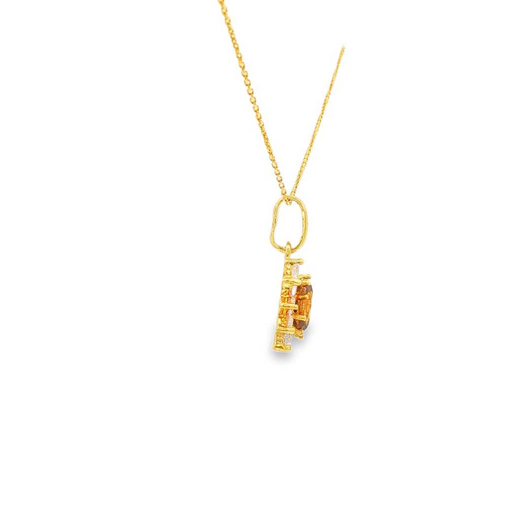 Yellow Gold Charm Necklace with Yellow CZ