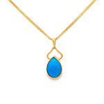 Load image into Gallery viewer, Yellow Gold Charm Necklace with Pear Cabochon Turquoise