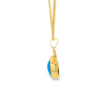 Load image into Gallery viewer, Yellow Gold Charm Necklace with Pear Cabochon Turquoise