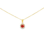 Load image into Gallery viewer, 14ct Yellow Gold Charm Necklace with Round-Cut CZ Pendant