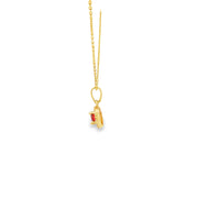 14ct Yellow Gold Charm Necklace with Round-Cut CZ Pendant