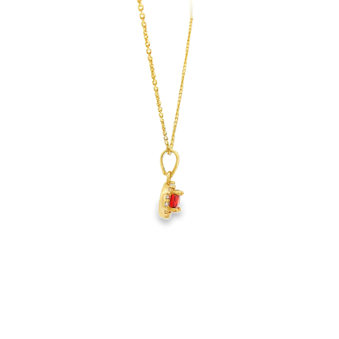 14ct Yellow Gold Charm Necklace with Round-Cut CZ Pendant