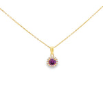 Load image into Gallery viewer, Yellow Gold Chain Necklace with Round Brilliant CZ Pendant