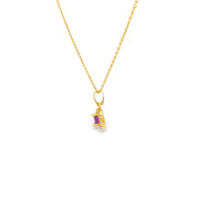 Yellow Gold Chain Necklace with Round Brilliant CZ Pendant