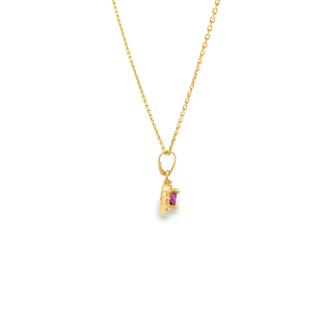 Yellow Gold Chain Necklace with Round Brilliant CZ Pendant