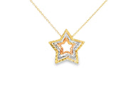 Tri-Tone Gold Star Charm Necklace
