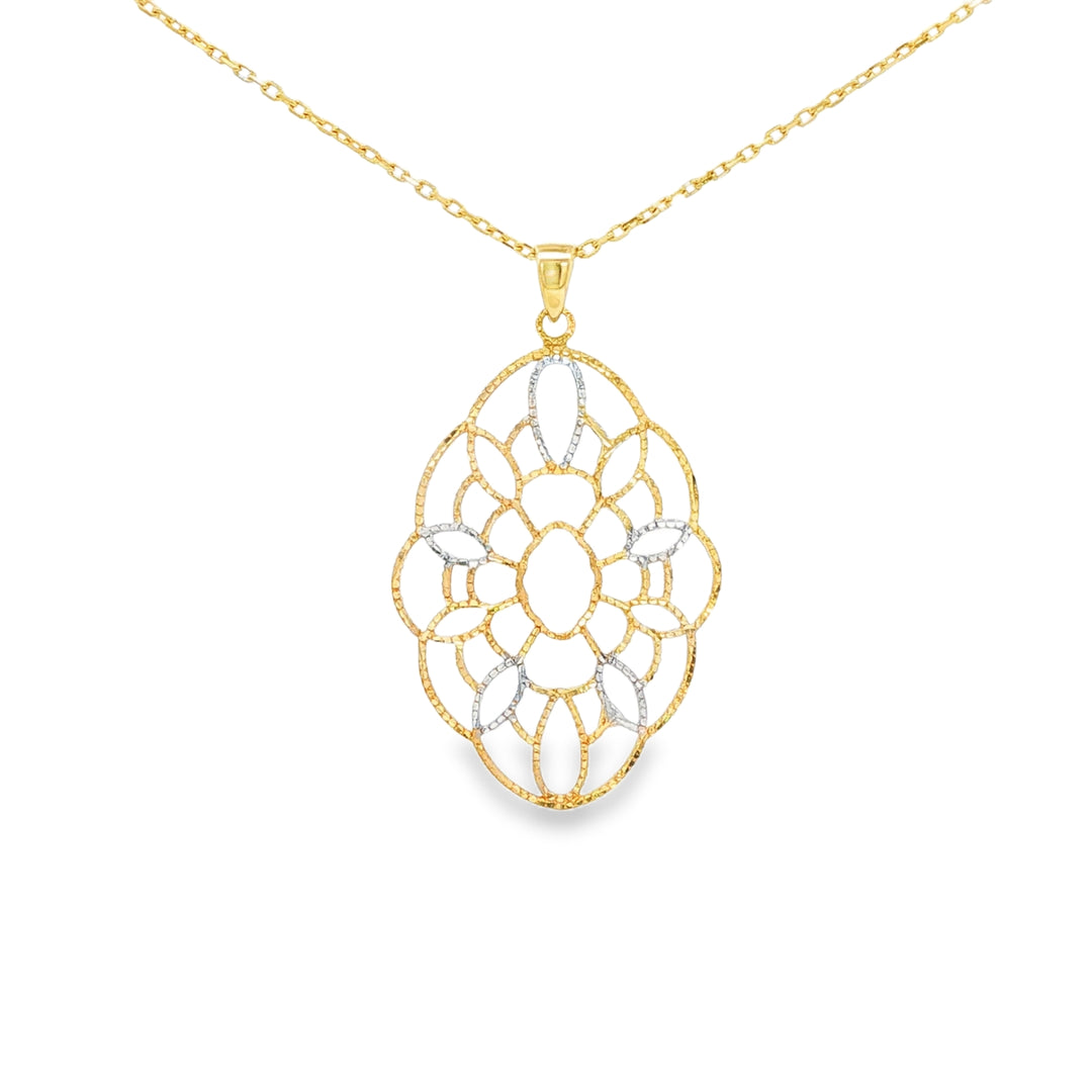 Floral Openwork Pendant Necklace in Yellow Gold