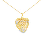 Load image into Gallery viewer, Yellow Gold Heart Filigree Charm Necklace