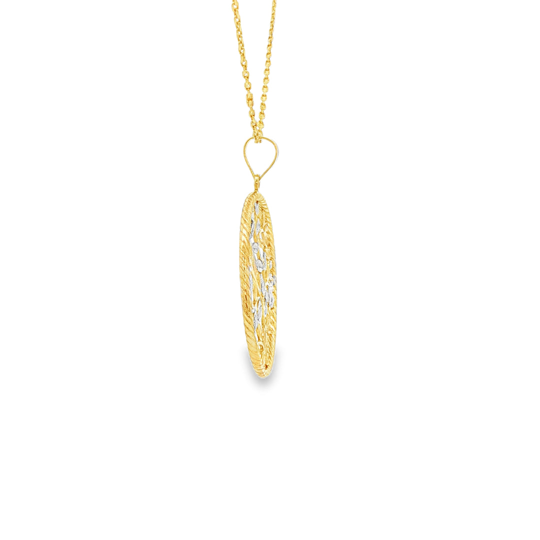 14ct Dual Tone Gold 'Tree of Life' Charm Necklace in Yellow Gold