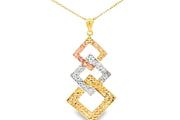 14ct Tri-Color Diamond Shape Charm Necklace in Yellow Gold