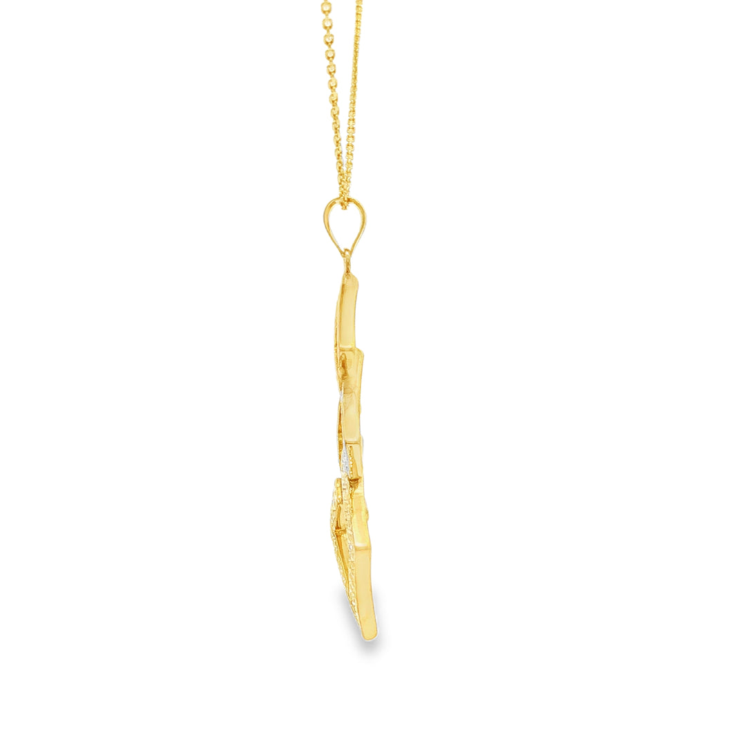 14ct Tri-Color Diamond Shape Charm Necklace in Yellow Gold