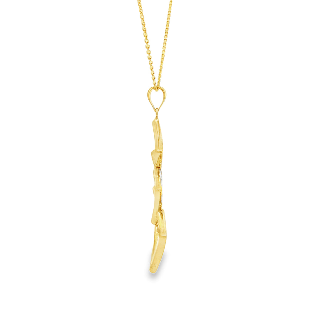 14ct Tri-Color Diamond Shape Charm Necklace in Yellow Gold