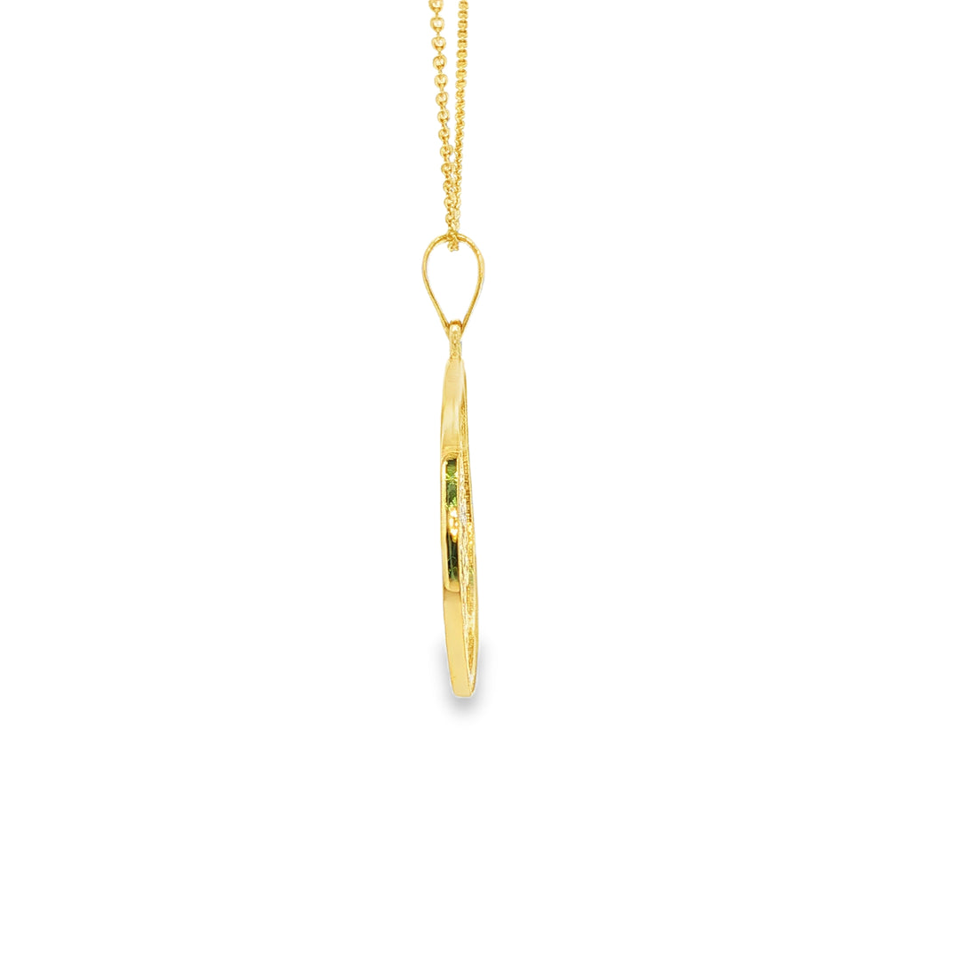 Yellow Gold Tree of Life Charm Necklace with Round Brilliant CZ