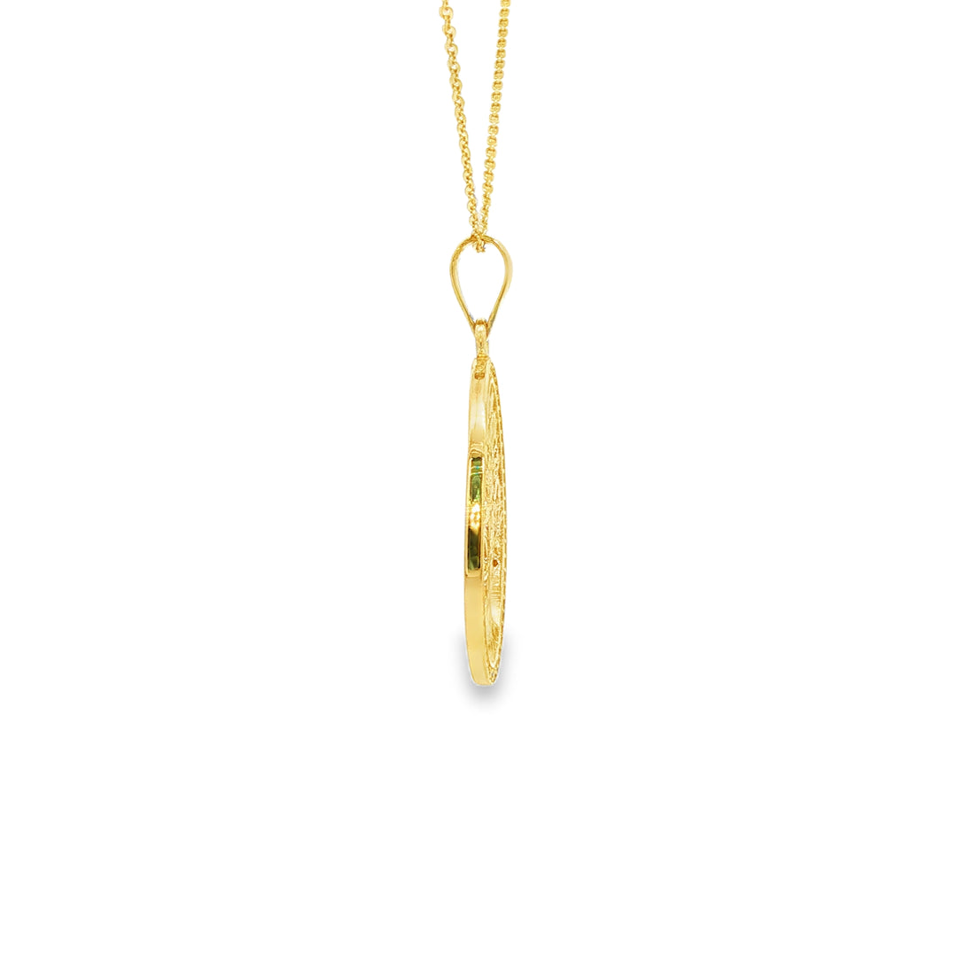 Yellow Gold Tree of Life Charm Necklace with Round Brilliant CZ