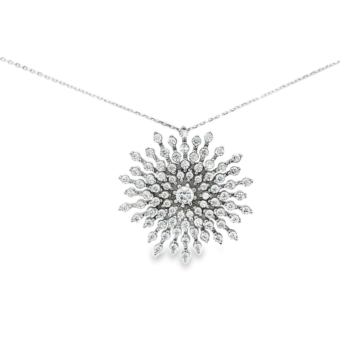 White Gold CZ Snowflake Pendant Necklace