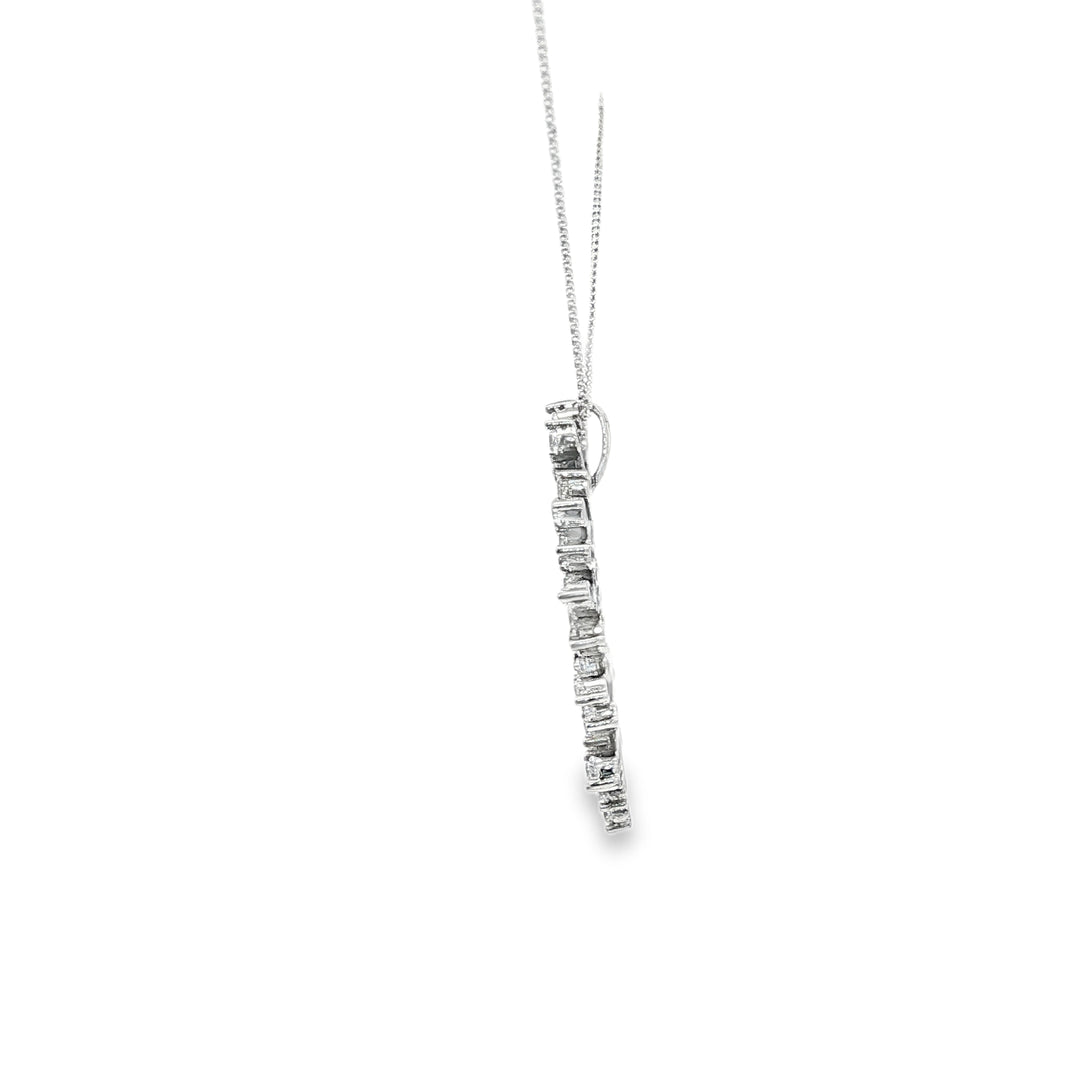 White Gold CZ Snowflake Pendant Necklace
