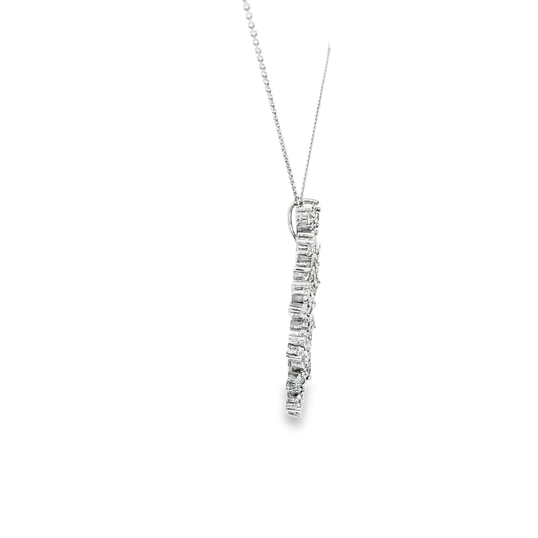 White Gold CZ Snowflake Pendant Necklace