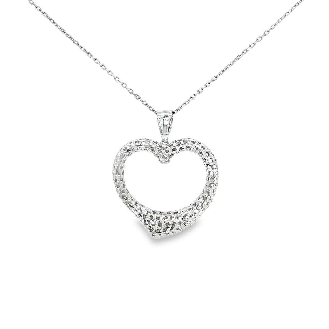 White Gold Heart Charm Necklace
