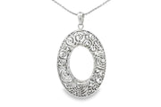 White Gold Floral Openwork Pendant Necklace