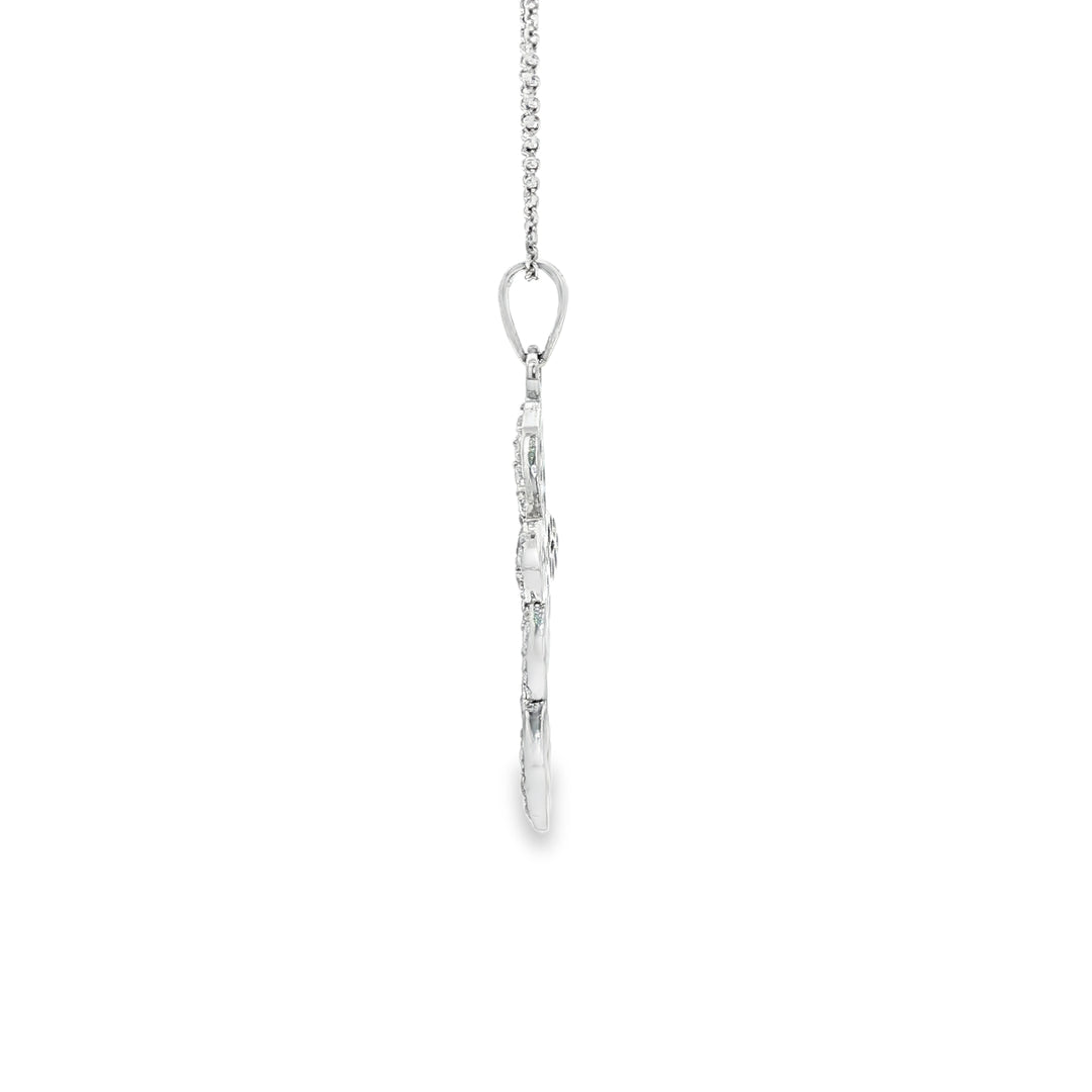 White Gold CZ Cross Charm Necklace