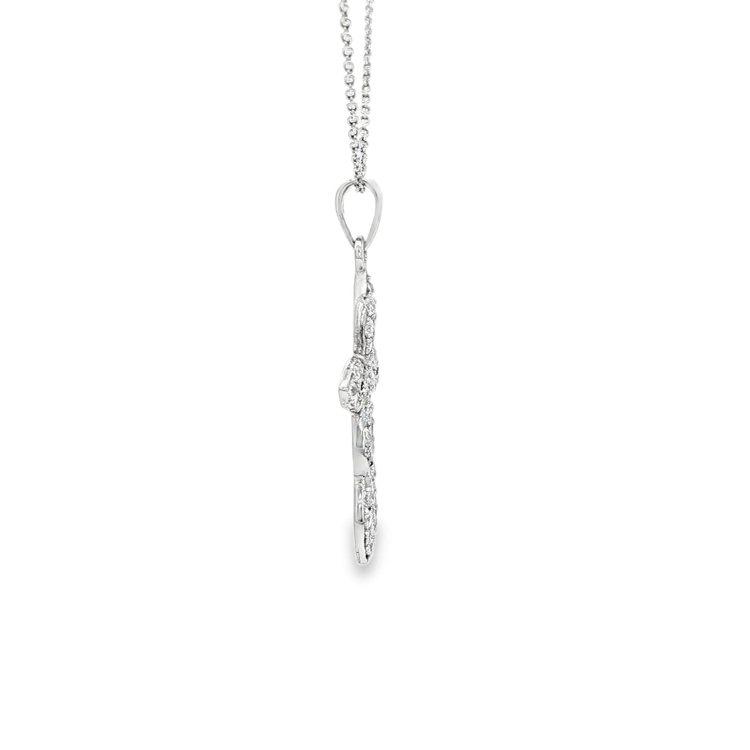 White Gold CZ Cross Charm Necklace