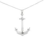 Load image into Gallery viewer, White Gold Anchor Charm Necklace in White Gold Finish