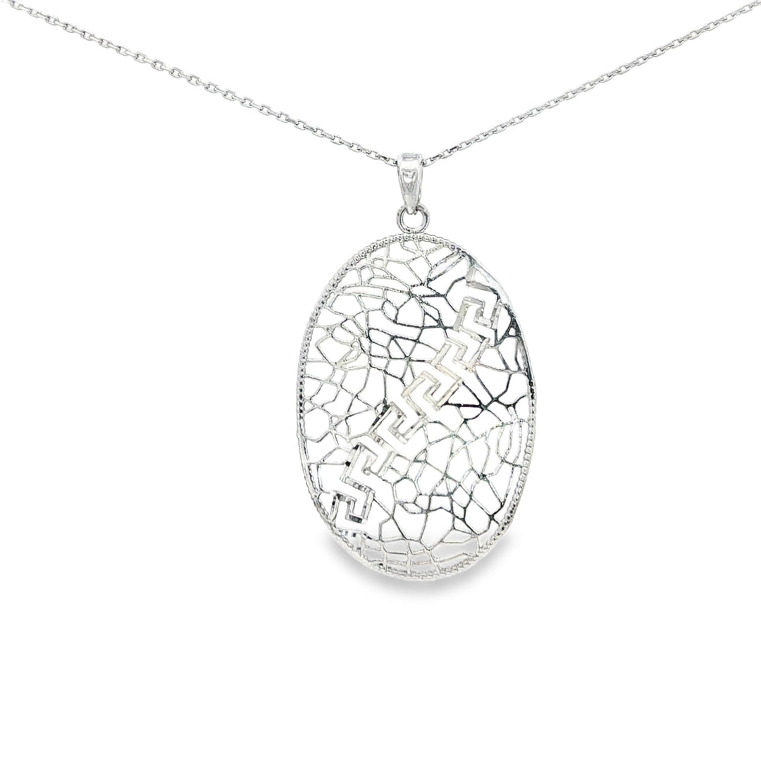 White Gold Geometric Pendant Chain Necklace