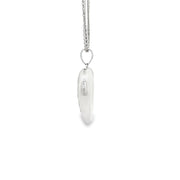 Floral Engraved Heart Charm Necklace in White Gold