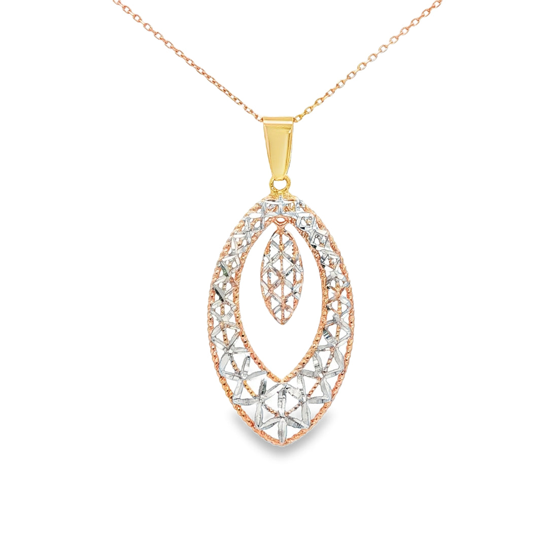 Rose & White Gold Openwork Charm Necklace