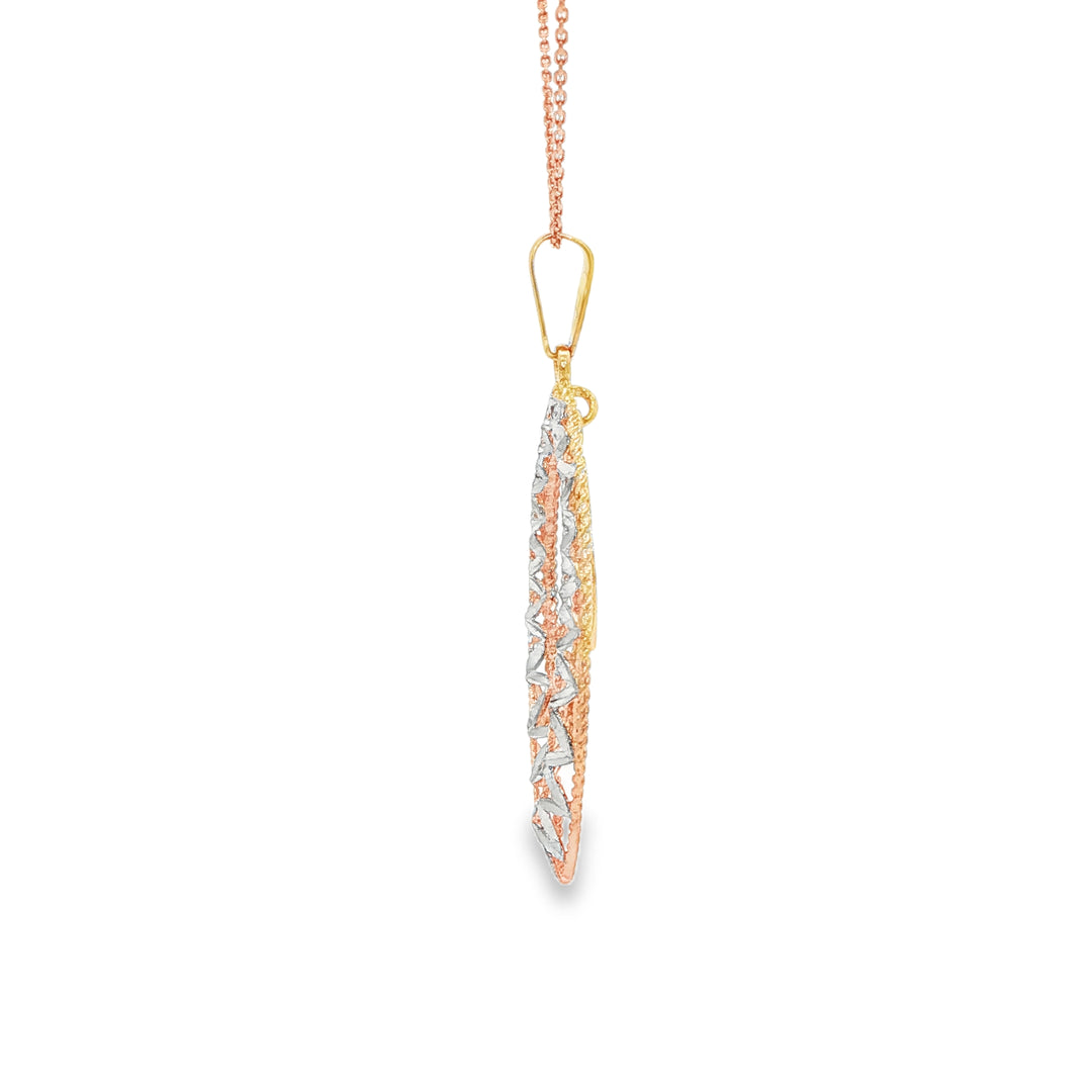 Rose & White Gold Openwork Charm Necklace