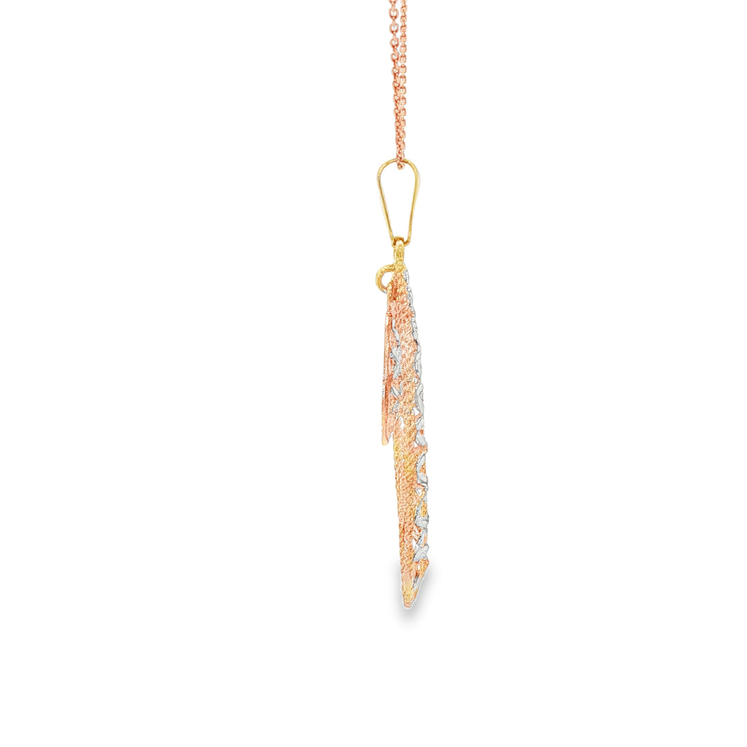Rose & White Gold Openwork Charm Necklace