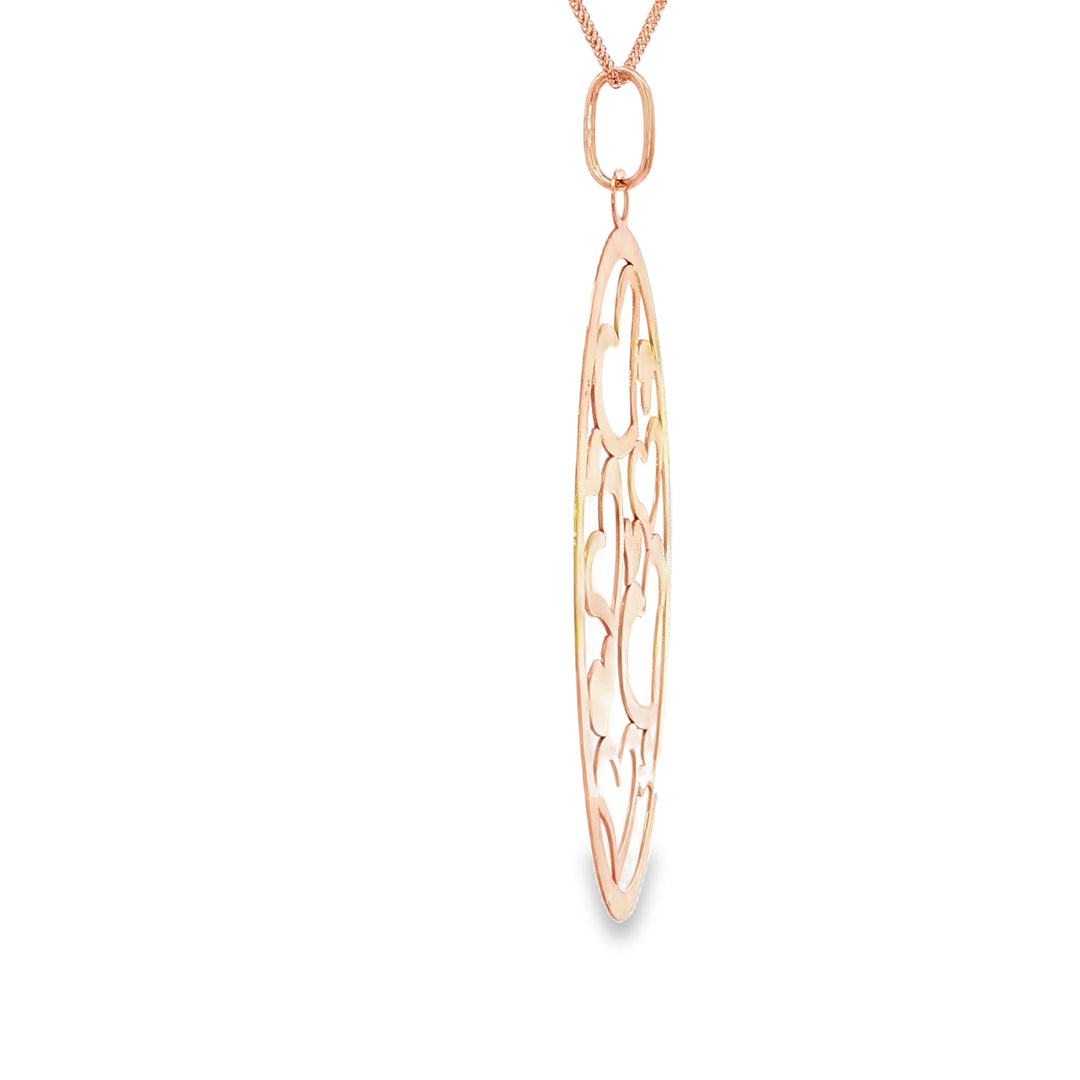 Rose & White Gold Heart Cutout Charm Necklace