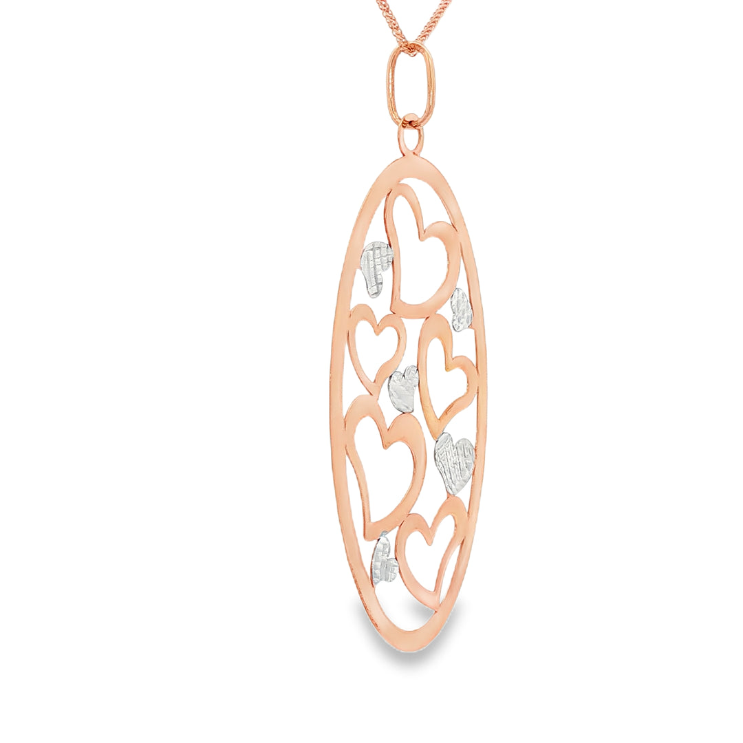 Rose & White Gold Heart Cutout Charm Necklace