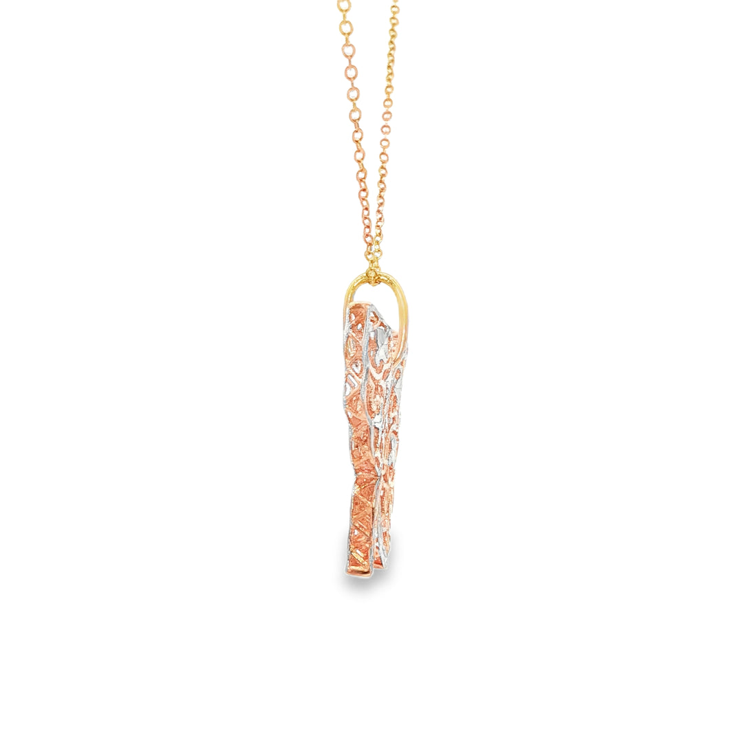 Rose & White Gold Chain Necklace with Butterfly Pendant