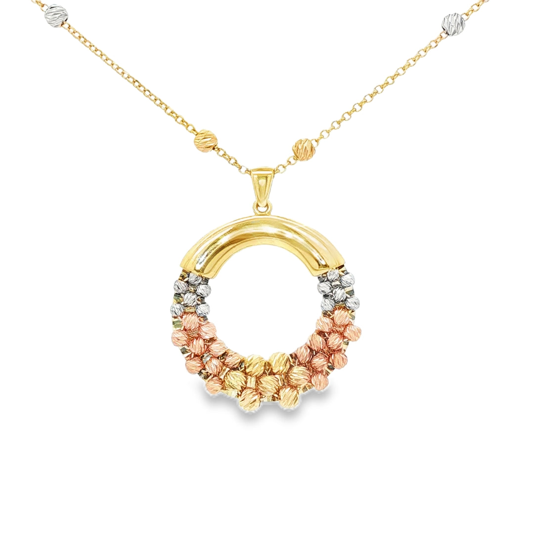 Elegant Tri-Tone Gold Beaded Chain Necklace