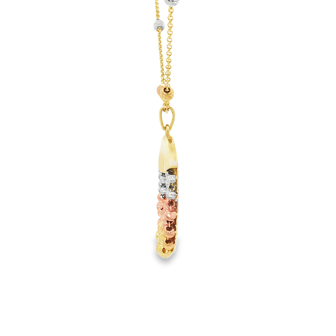 Elegant Tri-Tone Gold Beaded Chain Necklace