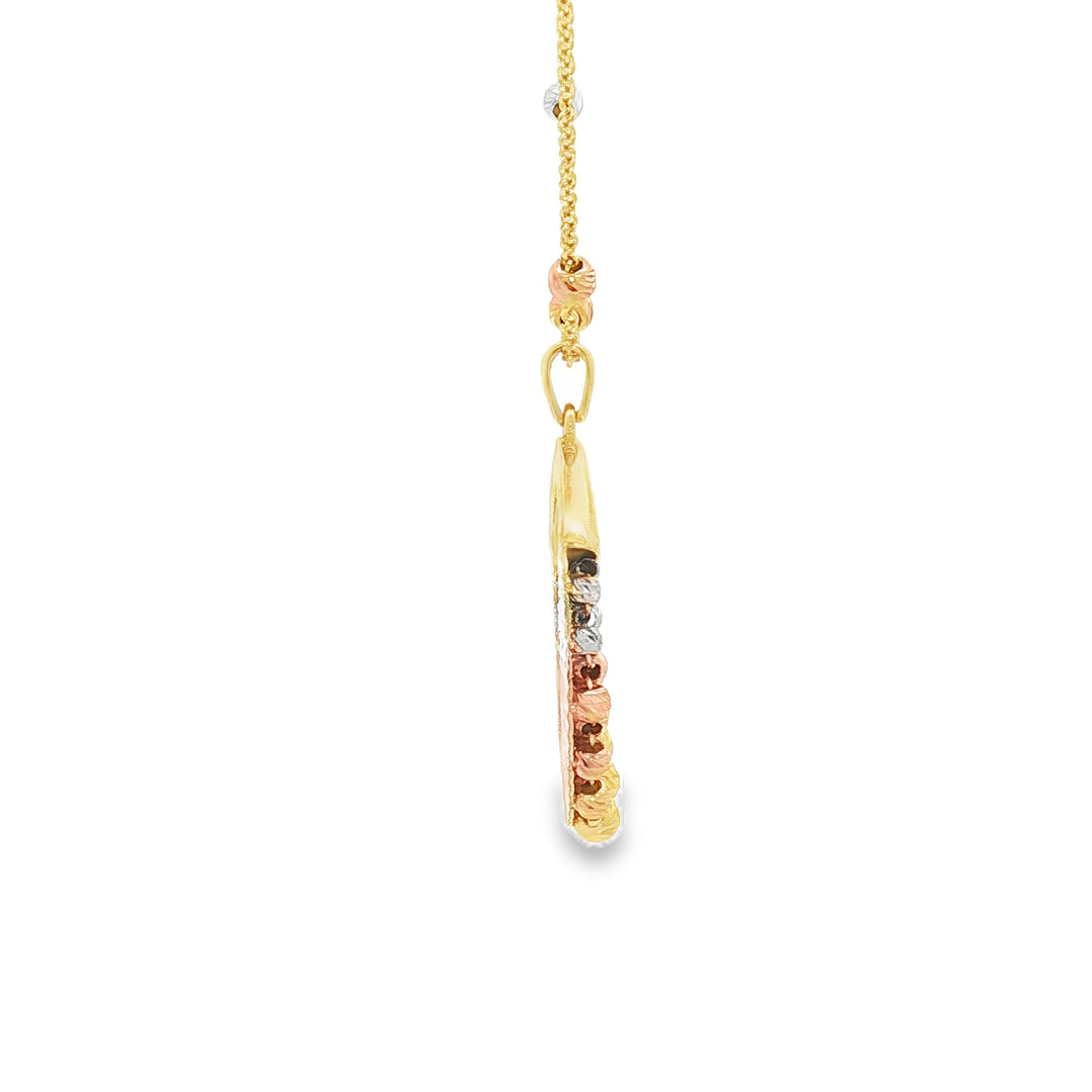 Elegant Tri-Tone Gold Beaded Chain Necklace