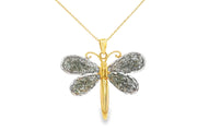 Yellow Gold Dragonfly Charm Pendant Necklace