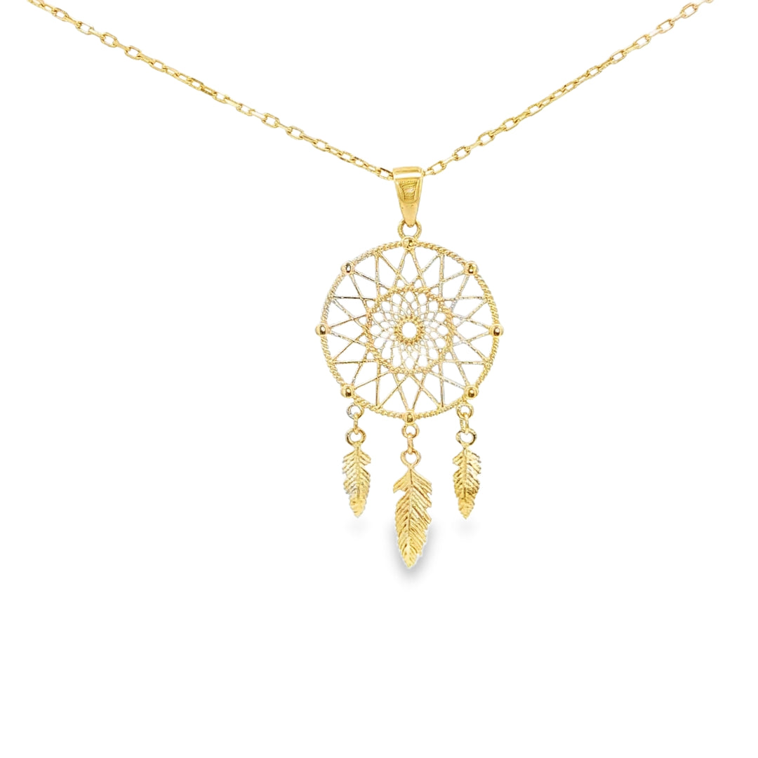 Dreamcatcher Charm Necklace in Yellow Gold