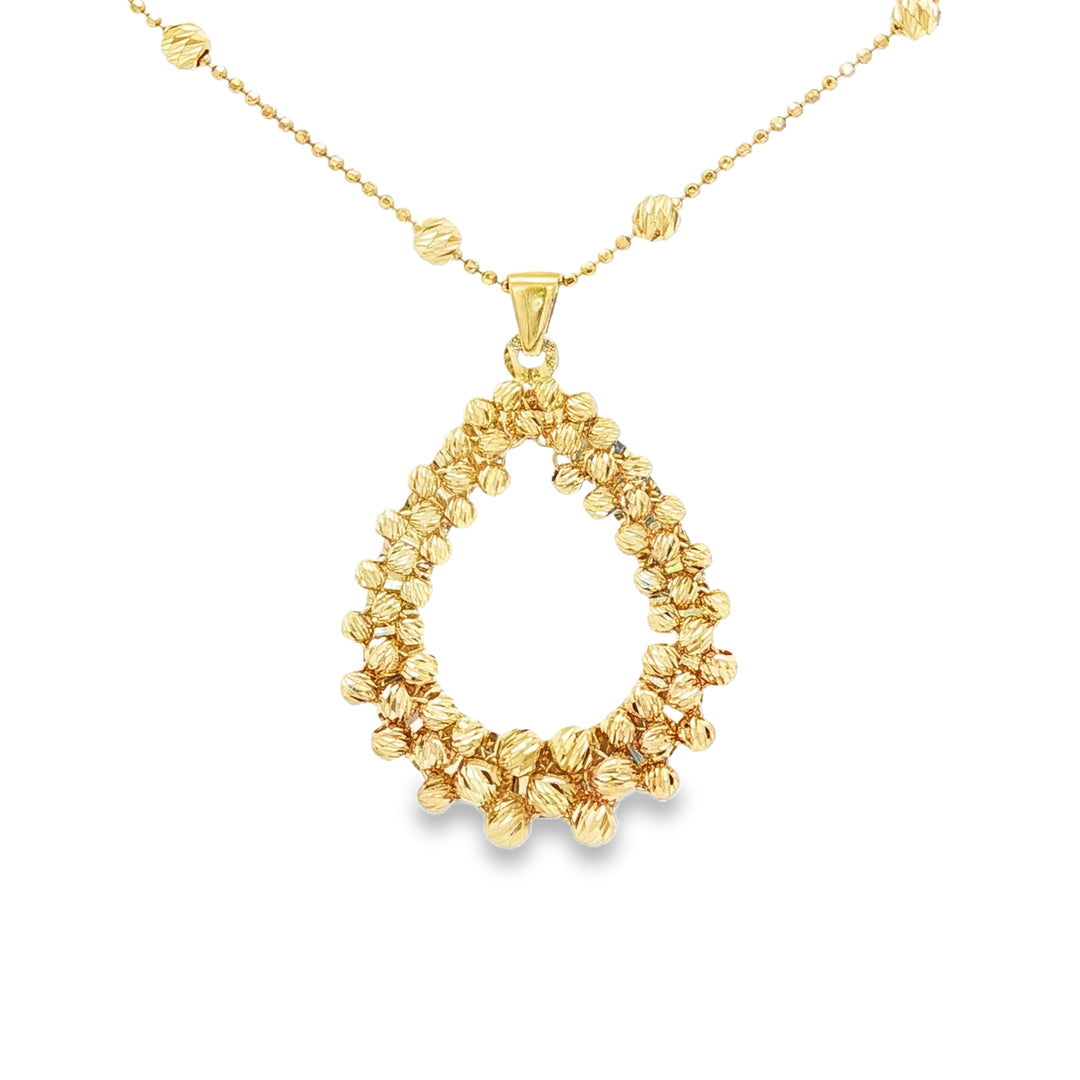 Yellow Gold Sphere Droplet Pendant Necklace