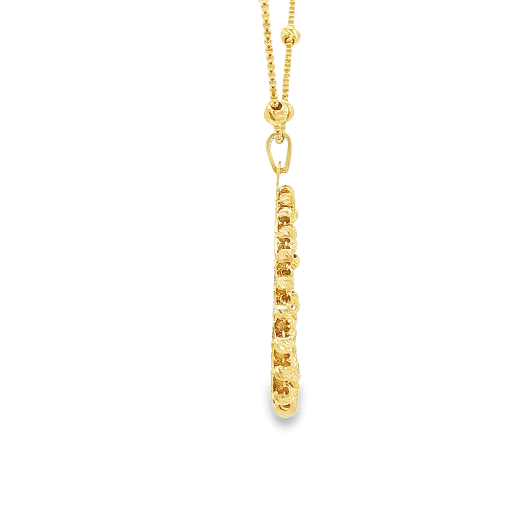Yellow Gold Sphere Droplet Pendant Necklace