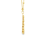 Yellow Gold Sphere Droplet Pendant Necklace