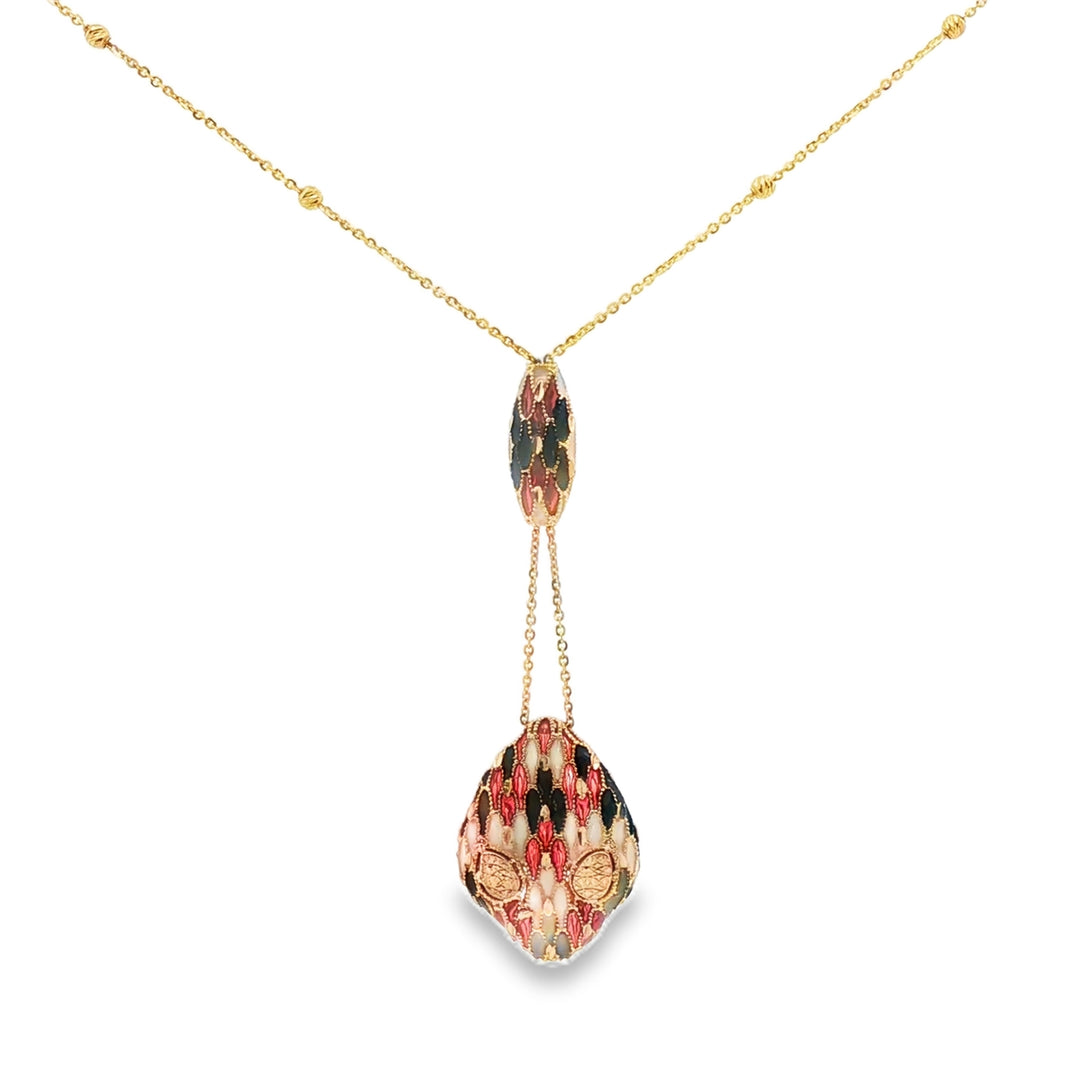 Yellow Gold Chain Necklace with Artistic Pendant