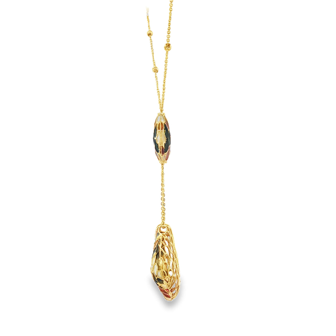 Yellow Gold Chain Necklace with Artistic Pendant