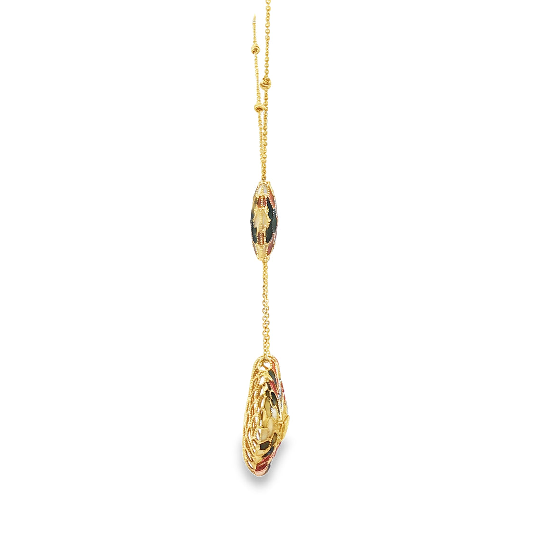 Yellow Gold Chain Necklace with Artistic Pendant