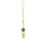 Load image into Gallery viewer, Yellow Gold Charm Necklace with Green Crystal Pendant