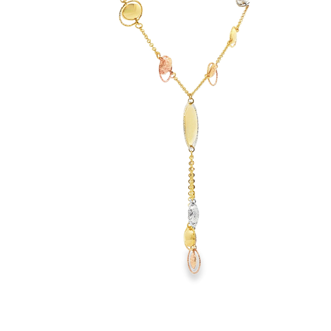 Sphere Cascade Y-Necklace in Triple-Tone Gold